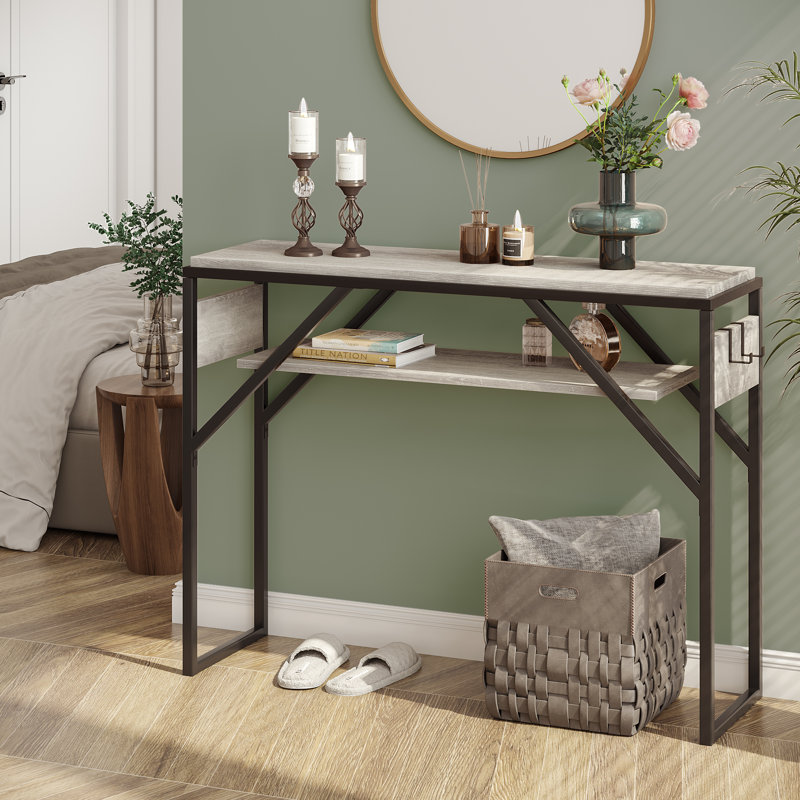 Console étroite Walbrook Skinny, Gris clair rétro