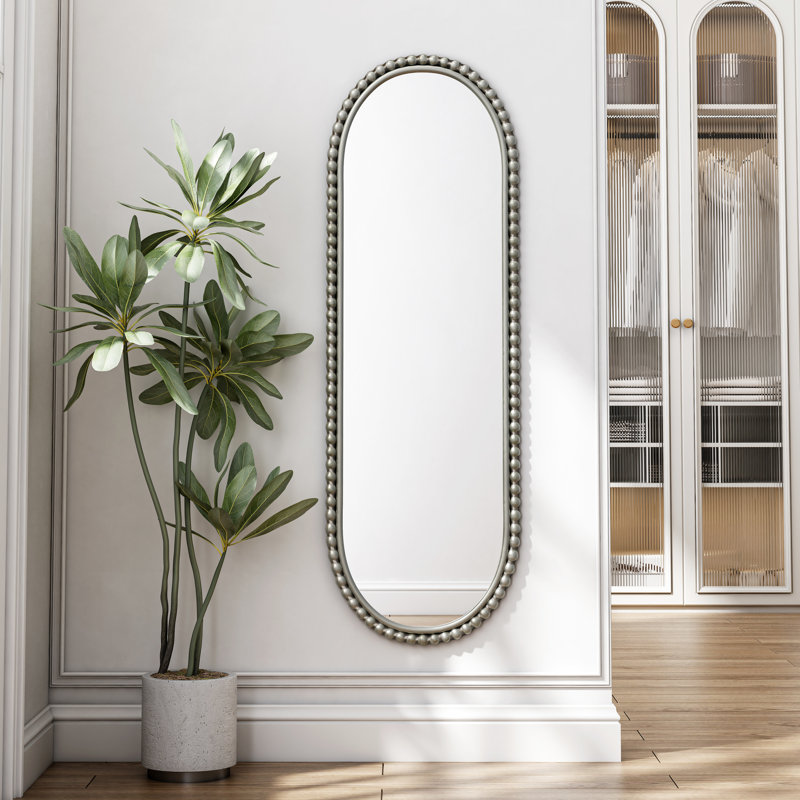 Miroir ovale en fer à effet antique pour décoration intérieure - Argent