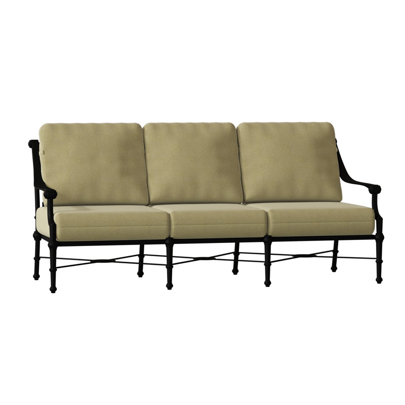 Delphi Outdoor 3 - Seat Patio Sofa, Textured Black, Denver Scarlett Sunbrella®
