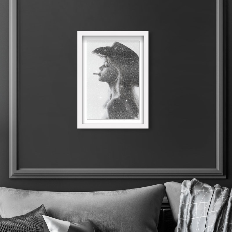 Desert Cowgirl Framed Graphic Art, 25.5"H x 17.5"W, White Shadowbox