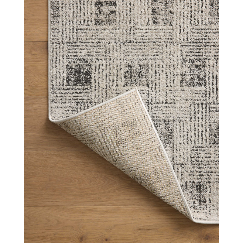 Tapis gris / graphite Ailiana Loloi II Kamala, Carré 1 pi 6 po
