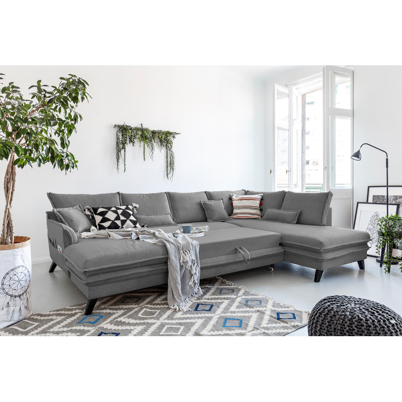 Charming Charlie Upholstered Corner Sofa, Right Hand Facing, Grey