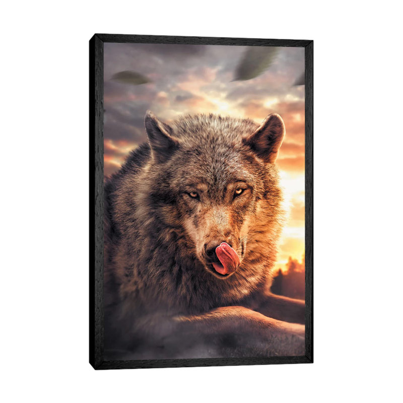 Wolf by Zenja Gammer - Print on Canvas, 66.04 cm H x 45.72 cm W, Black Framed