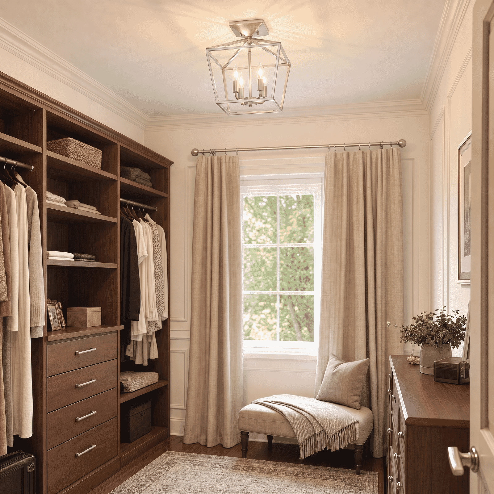 Hastings 4-Light Semi Flush Mount, Satin Nickel
