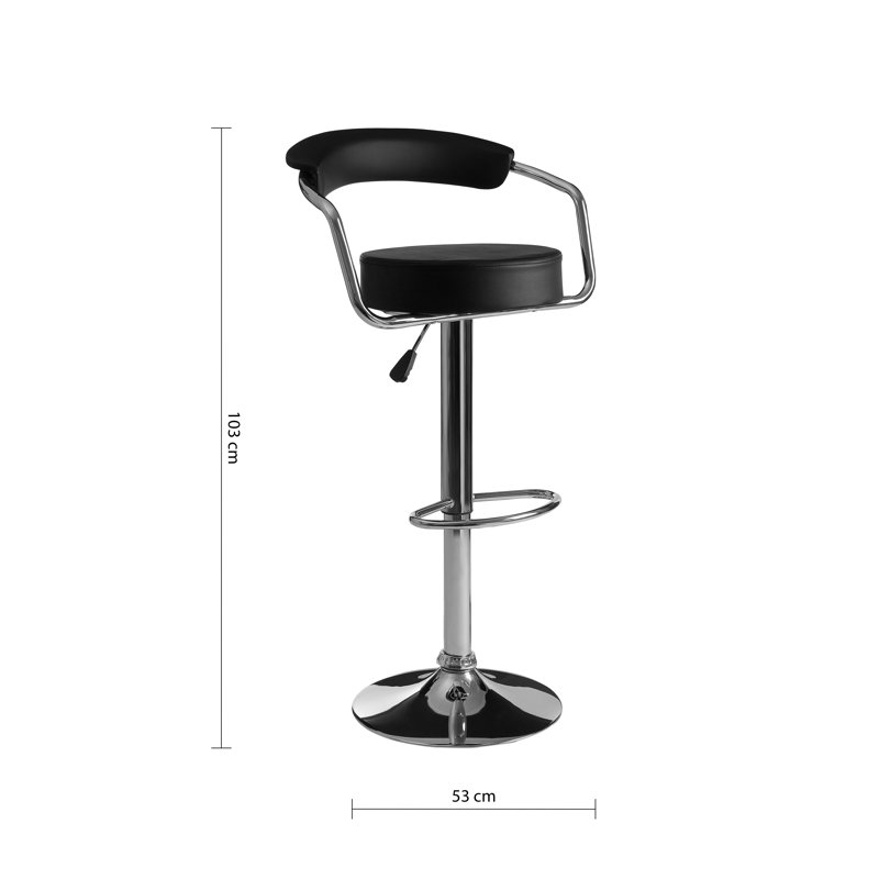 Skylar Swivel Upholstered Adjustable Height Counter Stool with Metal Frame, Black