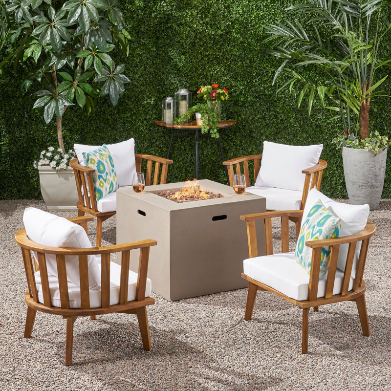 Ensemble de conversation avec chaises en teck Noelle
