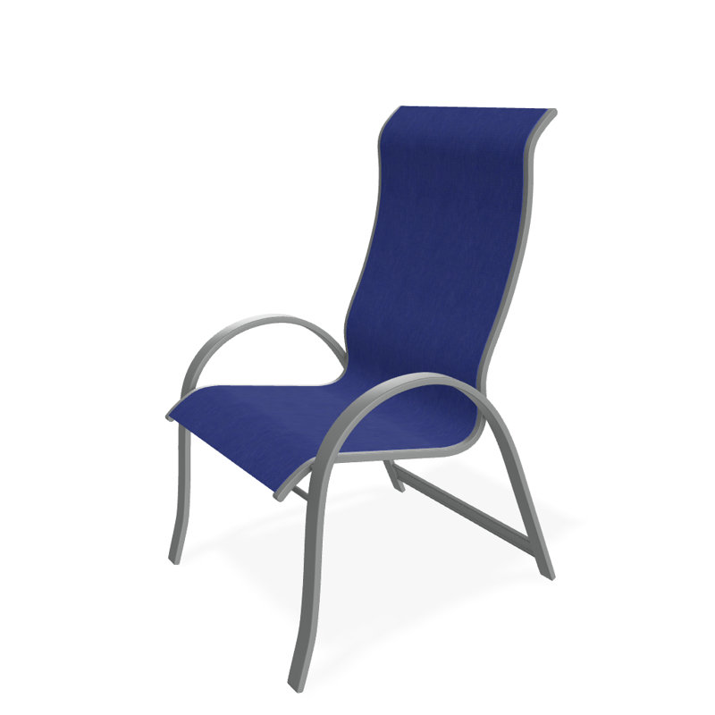 Chaise de patio empilable Hirotaka Supreme, Atlantis bleu royal Sunbrella®, Graphite texturé