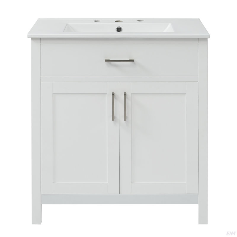 Meuble-lavabo de 30 pouces avec lavabo en céramique et beaucoup de rangement