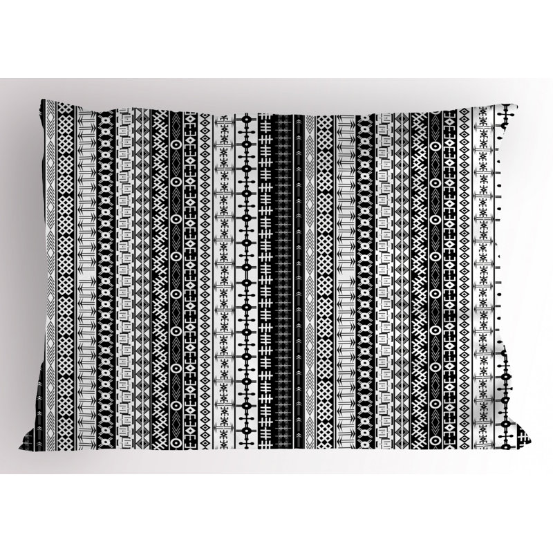 Black and White Geometric Tribal Polyester Pillow Sham