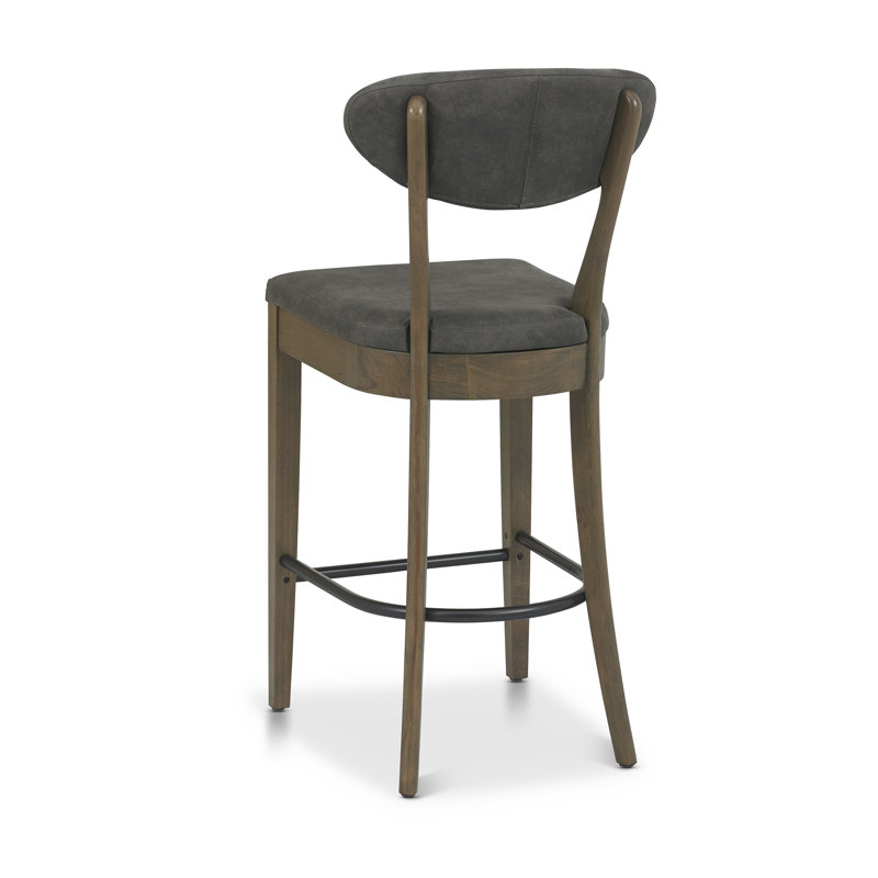 Macintyre Upholstered Adjustable Height Counter Stool with Solid Wood Frame