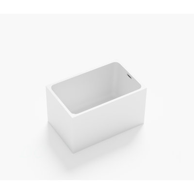 47" Acrylic Freestanding Bathtub ,Spacious Rectangle Shape, Gloss White Finish, Chrome Overflow & Pop-Up Drain CUPC Certificate
