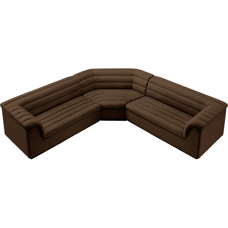 Canapé modulaire rembourré 148 po Iyaunna, Velours brun