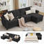 Canapé-lit escamotable de 106,5 po, canapé modulaire en L 4 places, canapé-lit 2 en 1, chargement sans fil, ports de chargement USB, matelas en mousse à mémoire de forme, espace de rangement, flanelle, noir-129677509