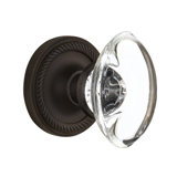 Rope Rosette with Oval Clear Crystal Door Knob