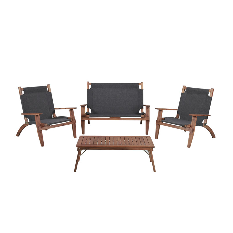 Scoggins Acacia 4 - Person Patio Conversation Set, Brown