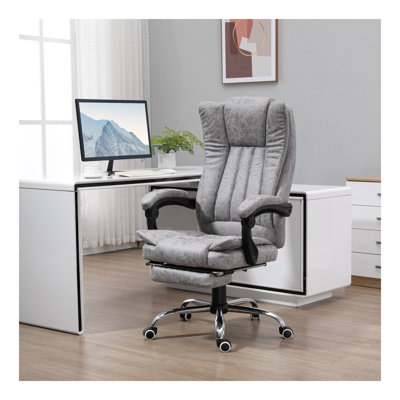 Microfiber Office Chair, High Back Computer Chair with 6 Point Massage, Heat, Adjustable Height and Retractable Footrest