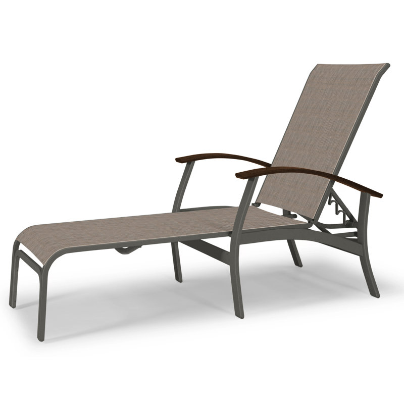 Askar Outdoor Rust-Resistant Metal Chaise Lounge, Atlantis Royal Blue Sunbrella®, Textured Graphite, Kona P10