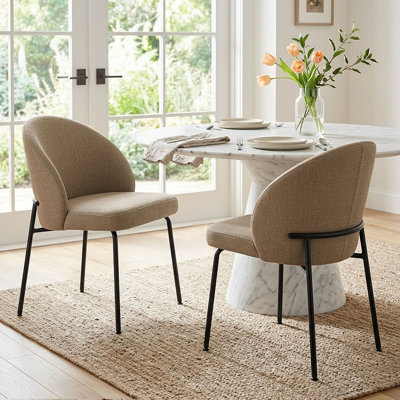 Chaises d'appoint de salle à manger rembourrées modernes avec dossier courbé et siège rembourré