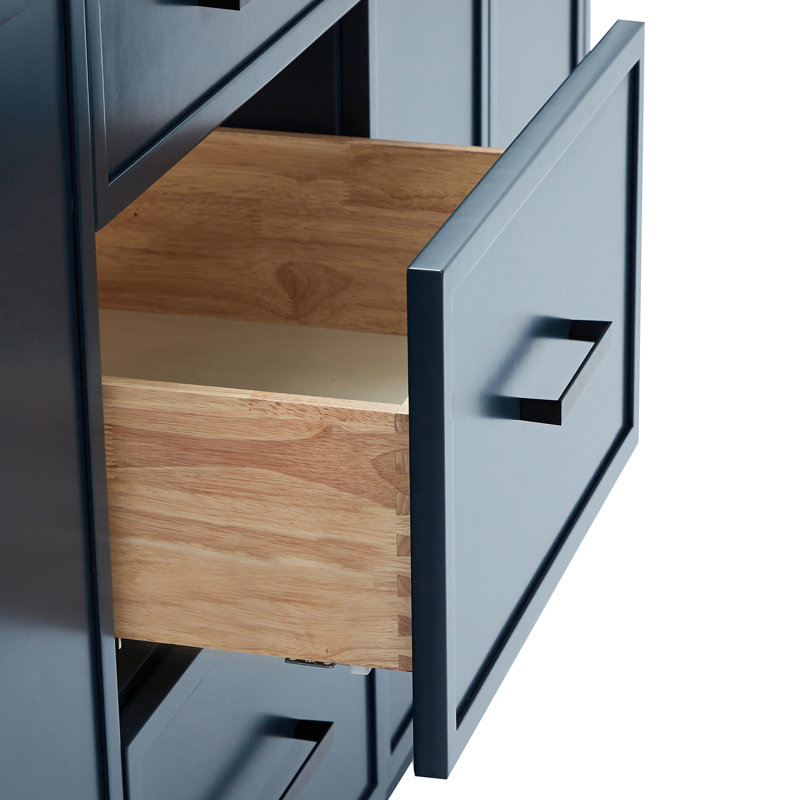 ARIEL Kelly 73 Double Sink Bathroom Vanity with Italian Carrara Marble Top, Midnight Blue