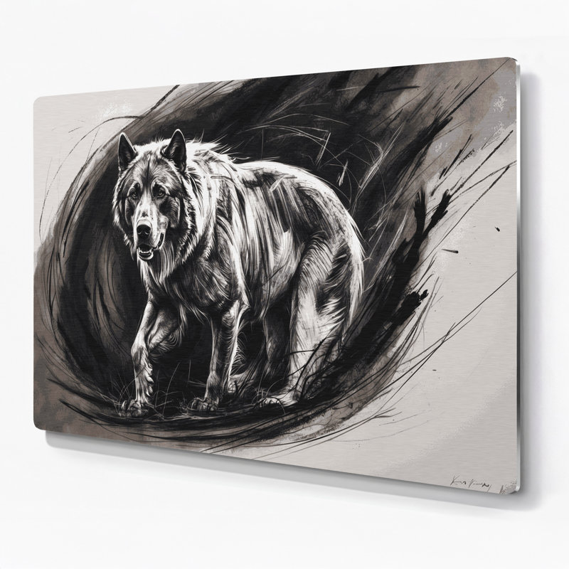 «Dogs Karelian Bear Dog», art mural en métal gris, H 20 po x l 30 po