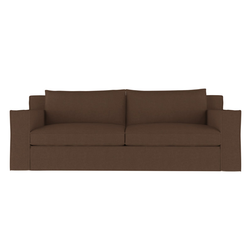 Mulberry Square Track-Arm Sofa with Flange Seam, Box Weave Linen Silver Streak, 33" H x 108" W x 45" D, Weathered