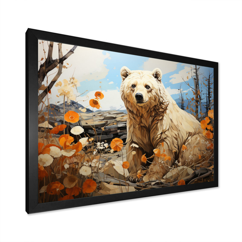 Ours majestueux, pastorale II - animaux, impressions sur toile, Cadre flottant noir, H 34 po x l 44 po x P 1,5 po