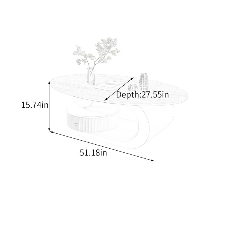 Zuri, Plateau brun / structure blanche, H 15,74 po x L 51,18 po x l 27,55 po
