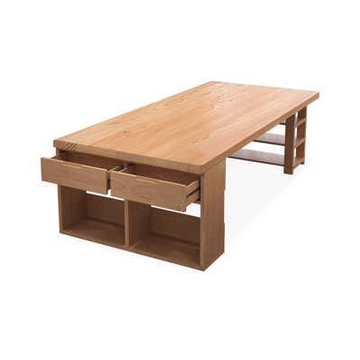 Bureau rectangulaire en bois massif avec 2 tiroirs Burlywood