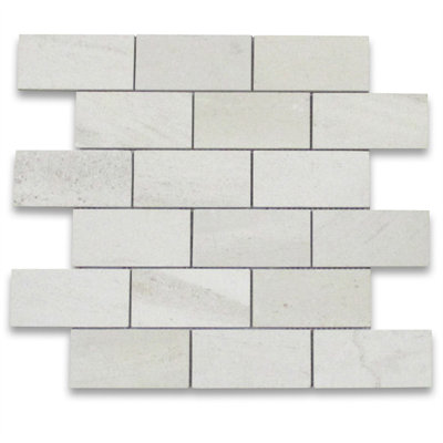 Carreau de mosaïque à joints en briques de marbre 12 po x 12 po Moleanos