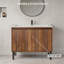 Meuble-lavabo autoportant en noyer de 36 pouces (91 cm) avec lavabo en céramique-87474259