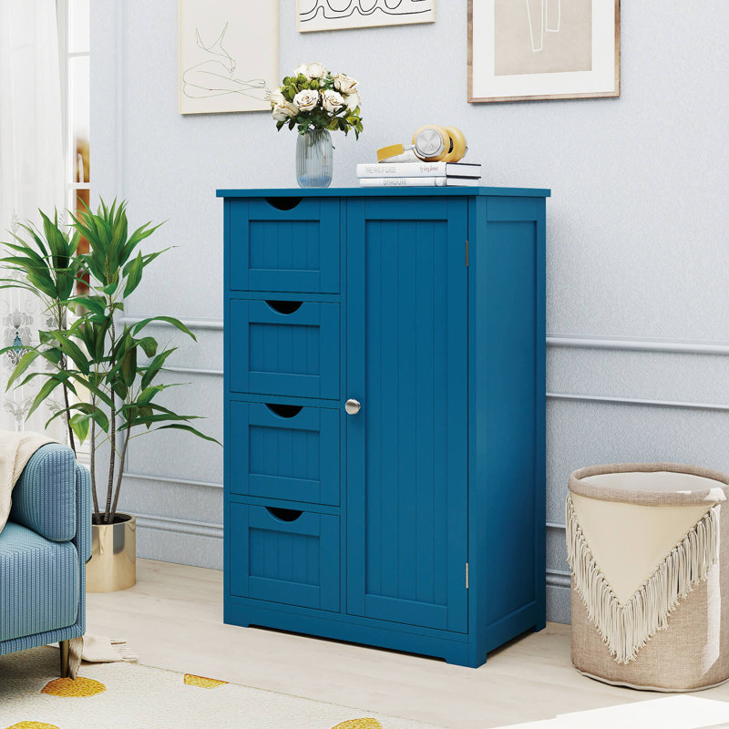 Armoire de rangement autoportante en bois avec 4 tiroirs