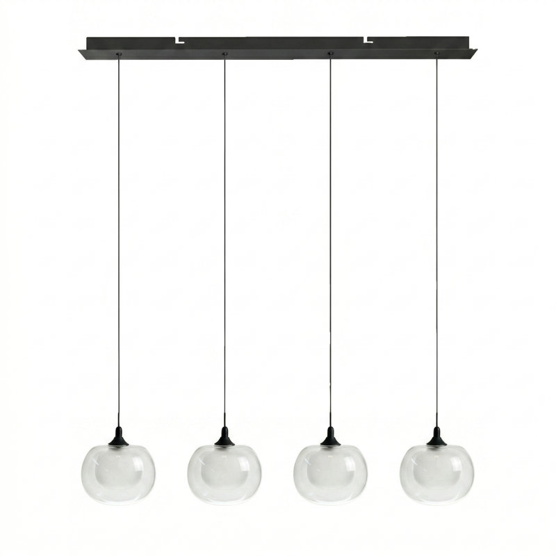 Luminaire suspendu pour îlot de cuisine 4 lumières Mission, Noir