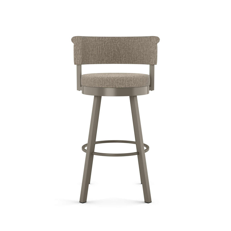 Highgate Swivel Upholstered Counter Stool, Matte Light Gray, Counter Stool (26.75” Seat Height), Beige/Brown Polyester