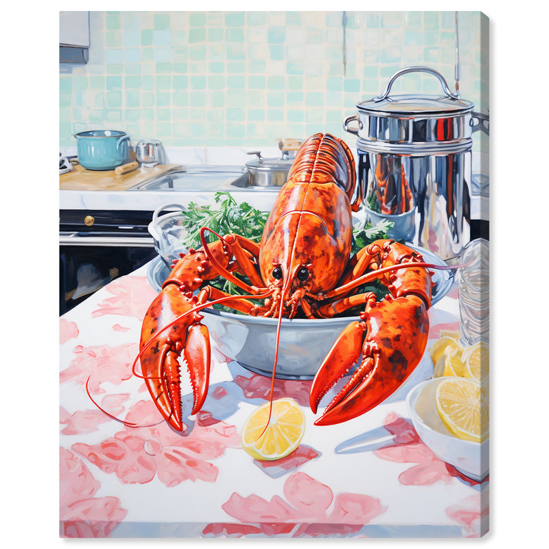 Fine Lobster Canvas Summer Themed Retro Prints by Art Remedy, Wrapped Canvas, 20" H x 16" W