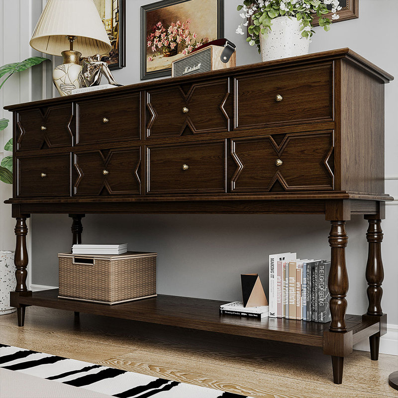 Console en bois massif noyer