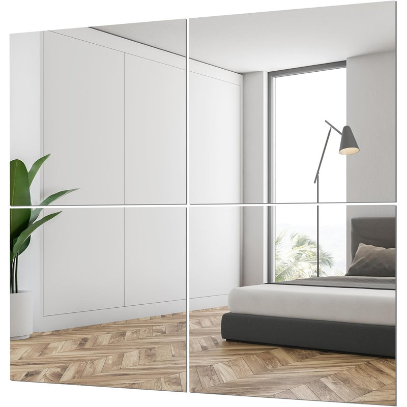 Carreaux de miroir pour mur - 10 po x 10 po - paquet de 4, H 12,80 po x l 11,60 po