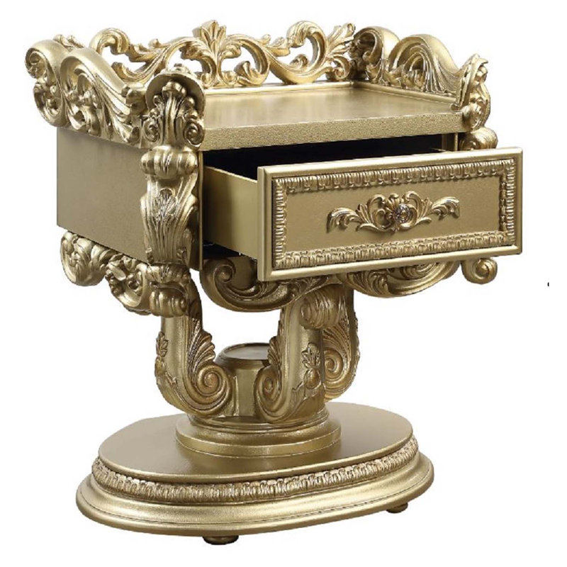 Bernadette Nightstand, Gold Finish