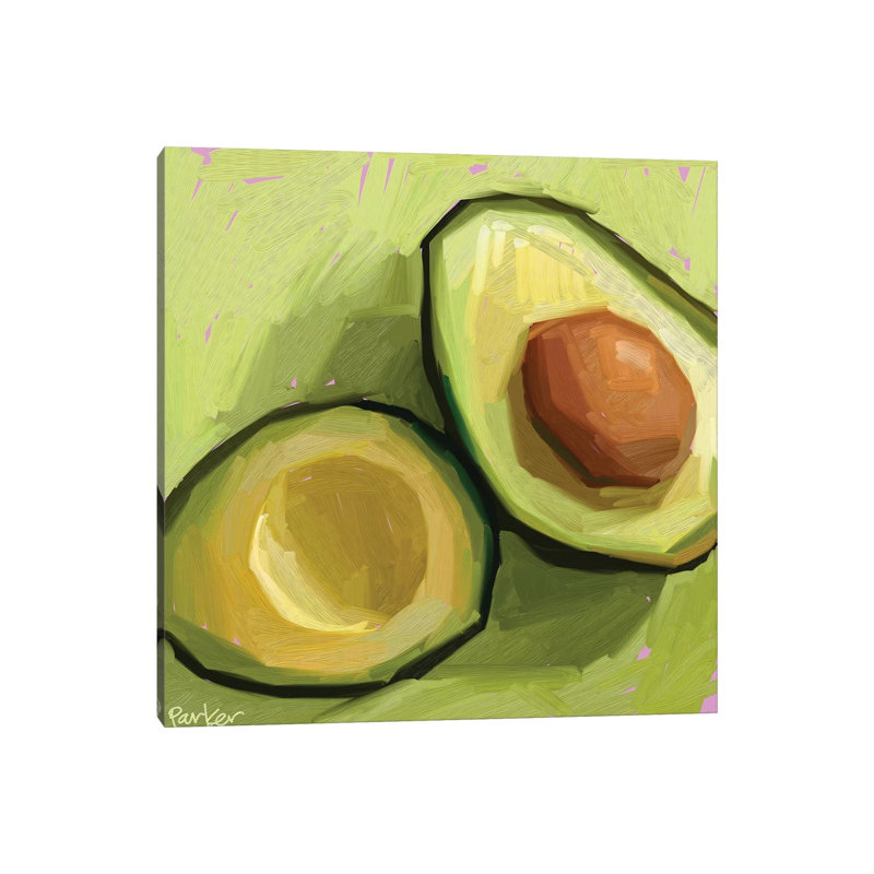 Just Just Avocado par Teddi Parker - peinture sur toile tendue, H 12 po x l 12 po x P 0,75 po