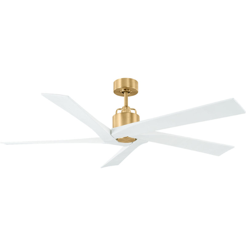 Aspen, 56" Wide, Burnished Brass with Matte White Blades