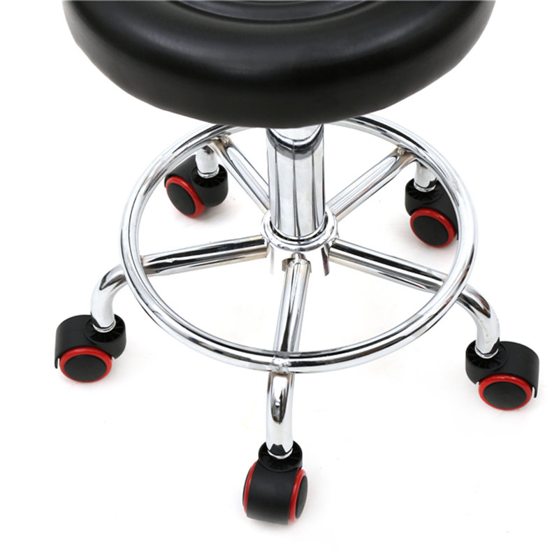 Salon Backed Adjustable Height Lab Stool Wheels, Black