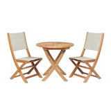 Amirrah Stella 3-Piece Round Teak Outdoor Bistro Set
