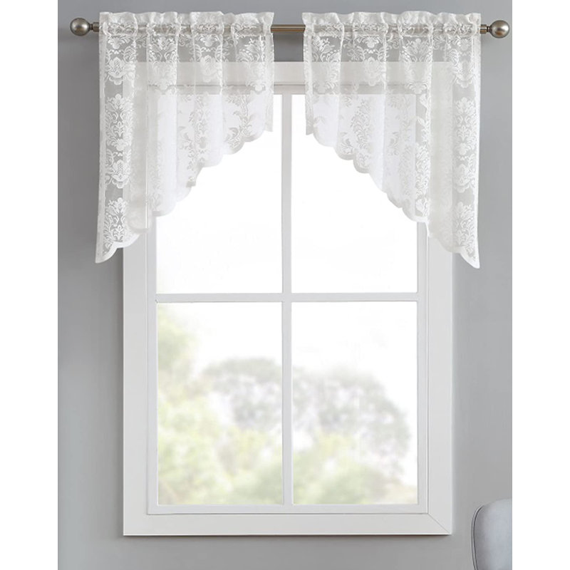 Laholm Floral Scalloped Kitchen Curtain, Ivory
