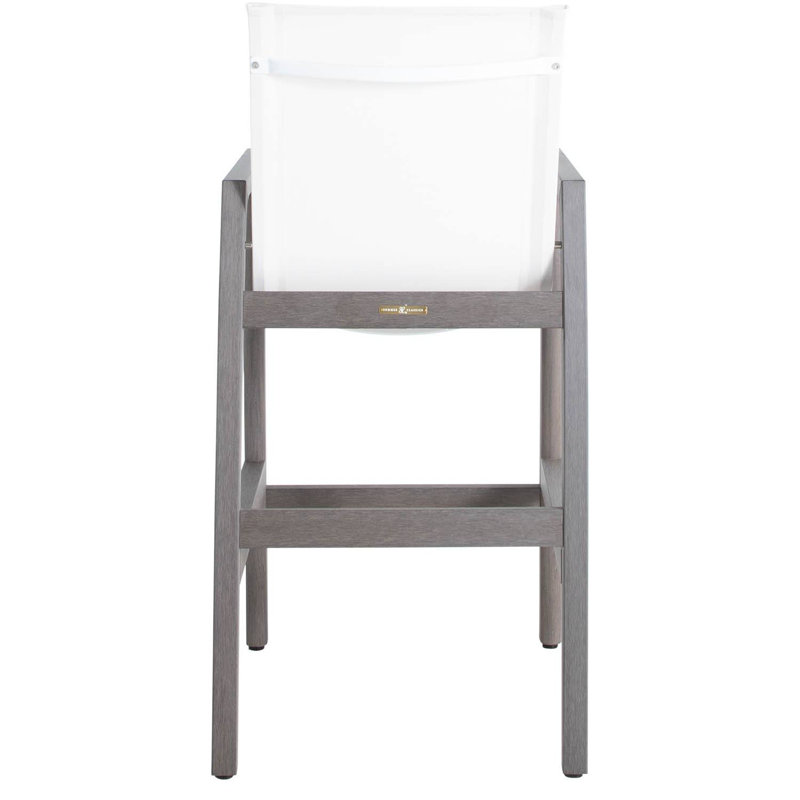 Seashore Wood Outdoor 29.5" Patio Bar Stool, Slate Gray/White