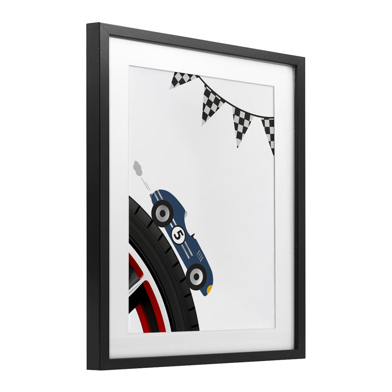 Reproduction rétro sous verre rétro encadrée, design par Christine Simpson Art, H 21 po x l 17 po, Cadre noir minuit