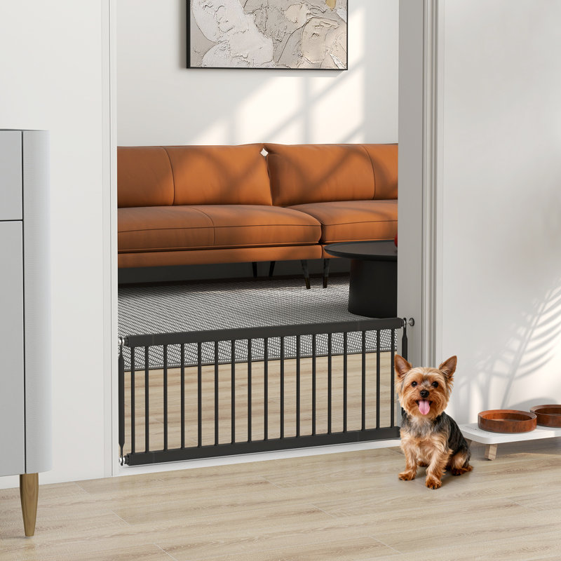 Barrière pour chien 26 "à 37", barrière haute pour animaux 14 "avec 2 rallonges, noir, Noir