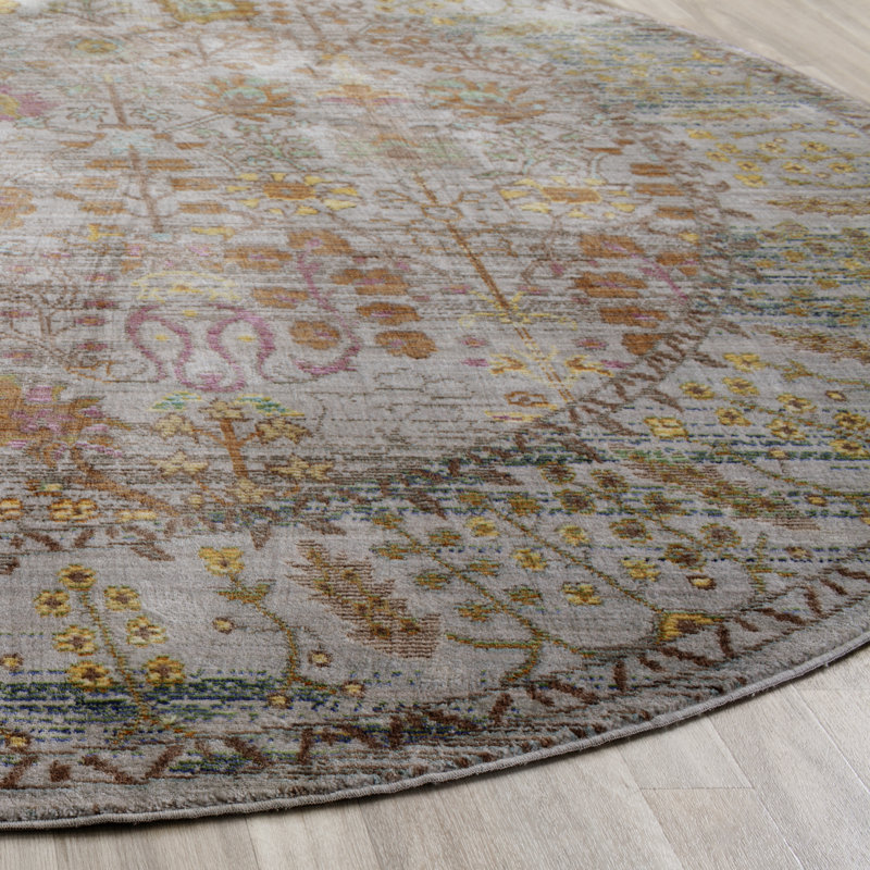Tapis oriental multicolore Thanh, Rond 6 pi 7 po