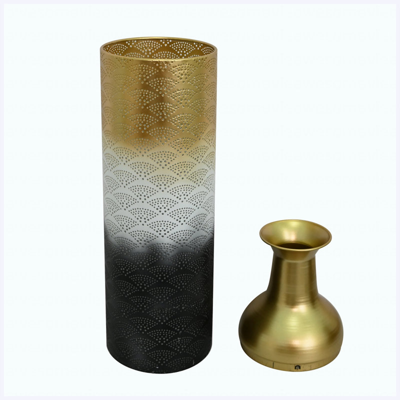 Ensemble de 3 vases de sol décoratifs en métal avec motif de feuilles, grands vases blancs, dorés et noirs pour la décoration de salon et de vestibule