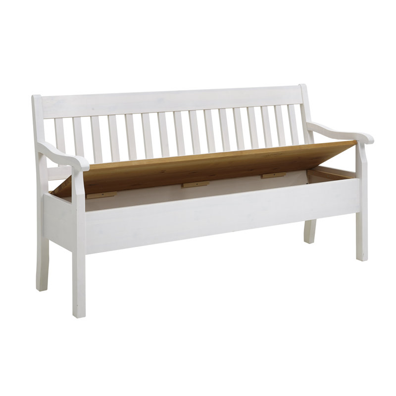Boston Upholstered Bench, Stained and varnished white/Brown