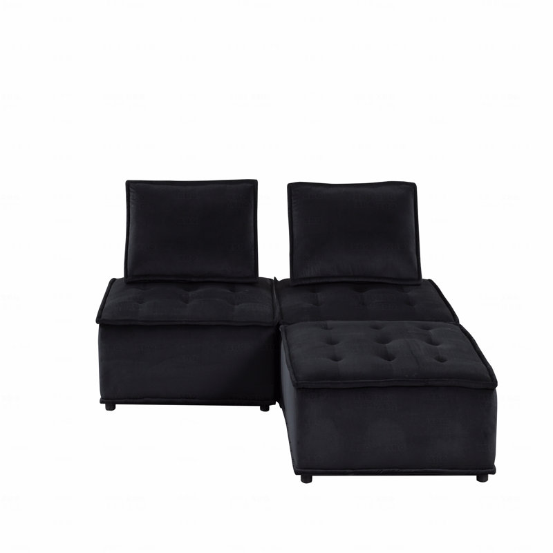 Canapé modulaire Basic, repose-pieds 3 pièces en velours 80 po Basic