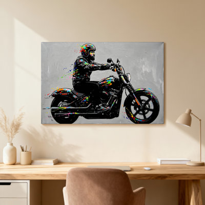 Colourful Motorcycle Rider Art Print